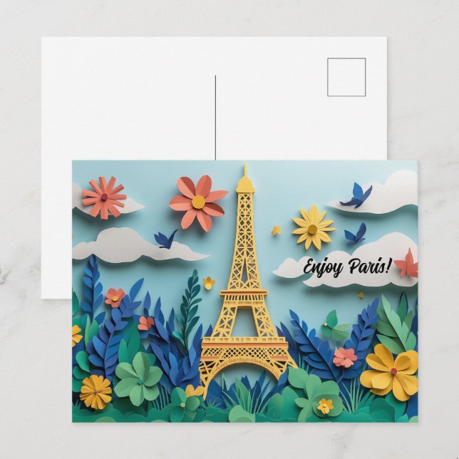 Cartão Postal Desfrute da Arte de Enfileiramento de Papel em Par (Frente/Verso)