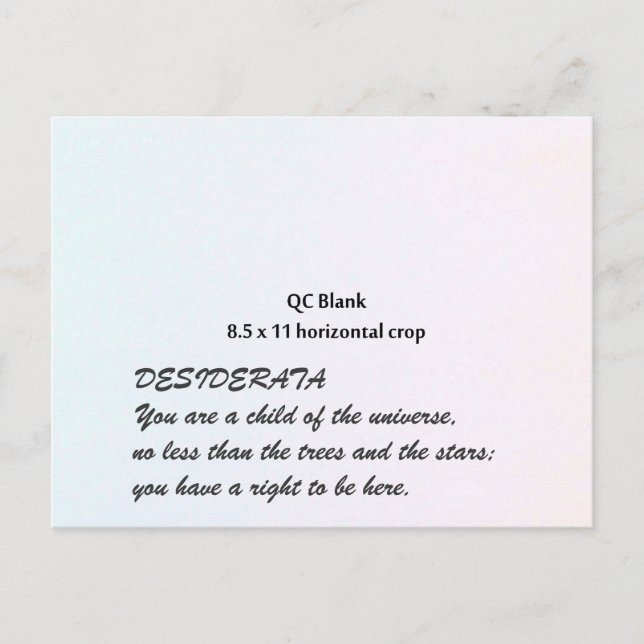 Cartão postal DESIDERATA (Frente)