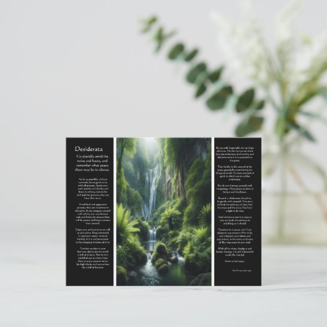 Cartão Postal DESIDERATA Emerald Falls: Uma retração pacífica (Em pé/Frente)