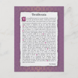 Cartão Postal Desiderata - Escolhas désirées - poème