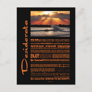 Cartão Postal Desiderata Poem Wave Hugging Sunset