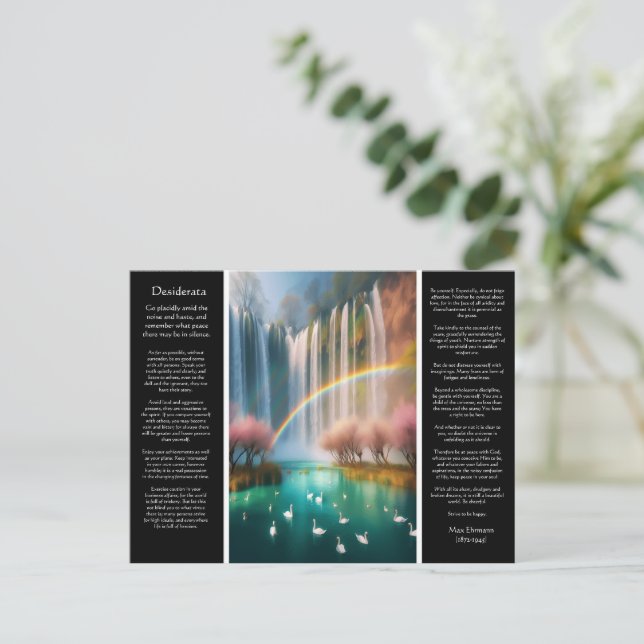 Cartão Postal Desiderata Waterfall: Graça do Arco-Íris por causa (Em pé/Frente)