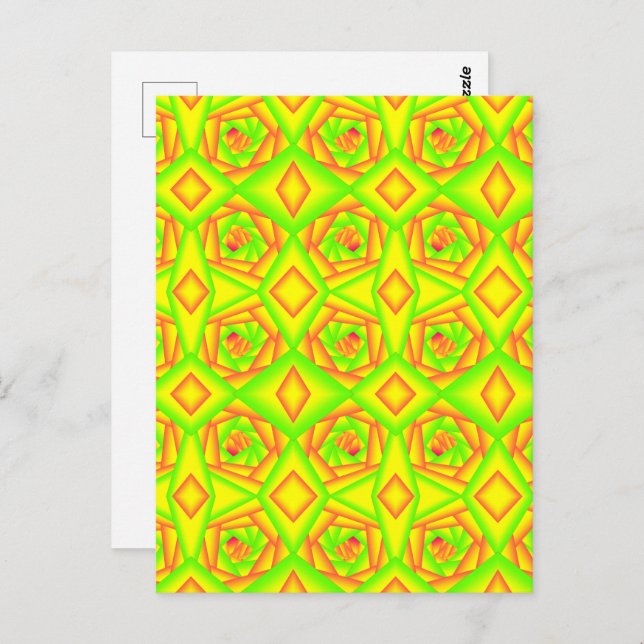 Cartão Postal Design Abstrato do Ombro Amarelo Laranja Verde Cit (Frente/Verso)