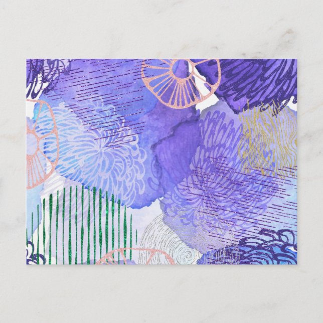 Cartão Postal Design Abstrato Roxo (Frente)