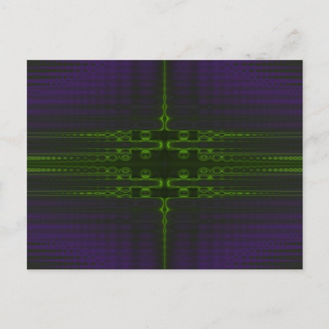 Cartão Postal Design abstrato verde e roxo (Frente)