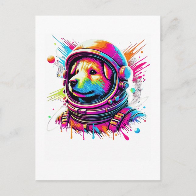 Cartão Postal Design Amante de Cachorro Espacial (Frente)