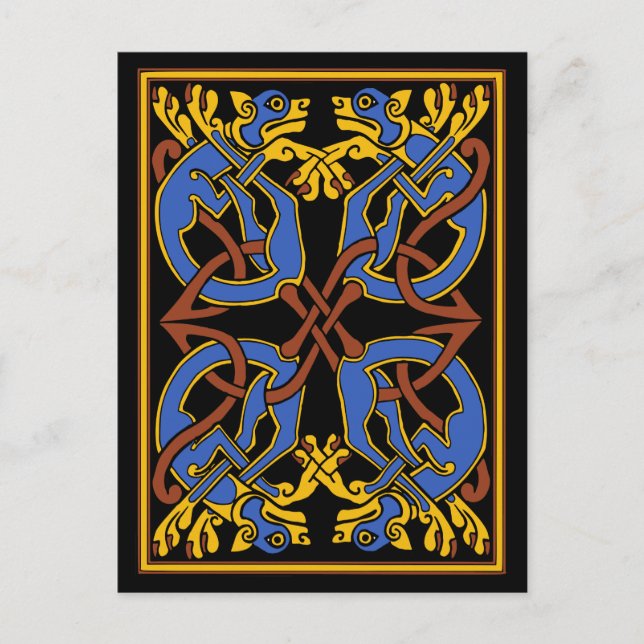 Cartão Postal Design Celtic Knot com Hounds (Frente)