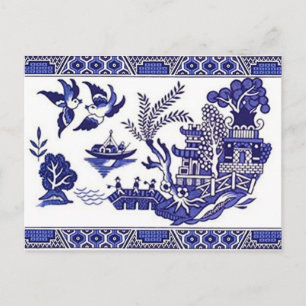 Cartão Postal Design Clássico Azul Selvagem