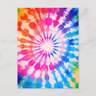 Cartão Postal Design Colorido Ousado Hippie Groovy Tie Dye