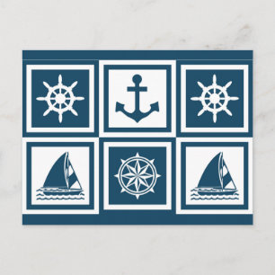 Cartão Postal Design com tema náutico