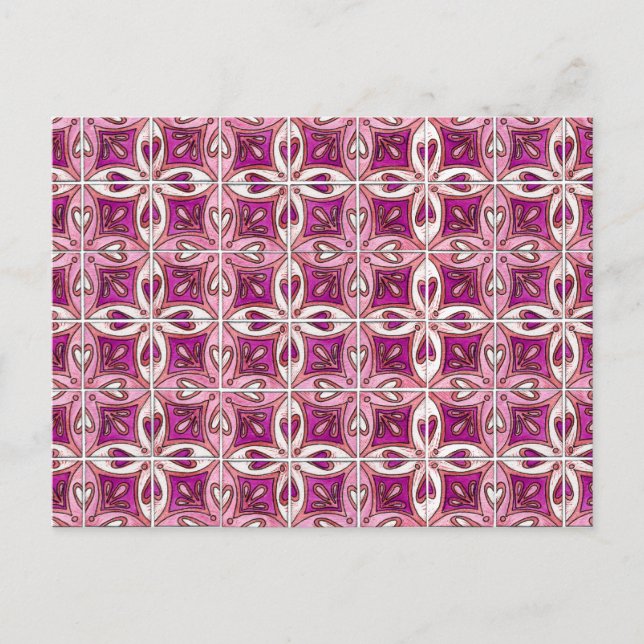 Cartão Postal Design cor-de-rosa 2 - Corações (Frente)