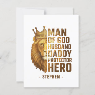 Cartão Postal Design da Coroa de Leão de Deus - Marido, Pai