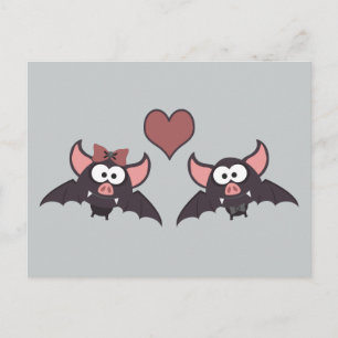 Cartão Postal Design de Amor Bat Cute