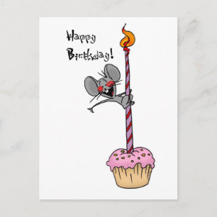 Cartão Postal Design de Aniversário Desenhado pela Mão do Rato E