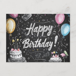Cartão Postal design de aniversário estilo quadro negro