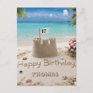 Cartão Postal Design de Aniversário Personalizado à Beira-Mar