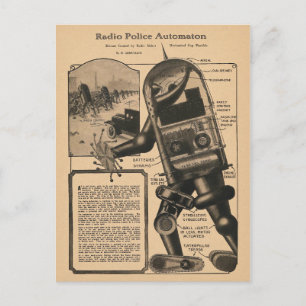 Cartão Postal Design de Automação da Polícia de Rádio Vintag