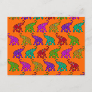 Cartão Postal Design de azulejo de padrões de caminhada de elefa