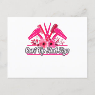 Cartão Postal Design de barbeiro, tesoura, pente, secador de cab