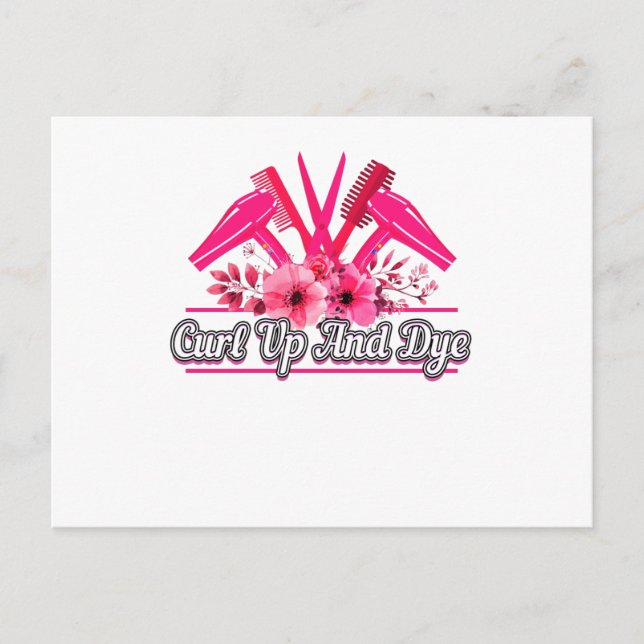 Cartão Postal Design de barbeiro, tesoura, pente, secador de cab (Frente)