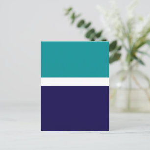 Cartão Postal Design de Bloco de Cor Lisa Azul Branca Verde