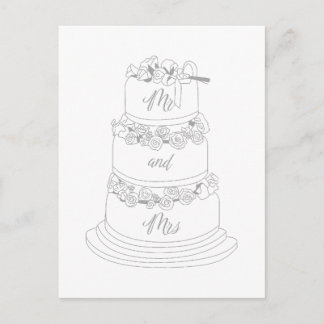 Cartão Postal Design de Bolo de Casamento Sr e Sra