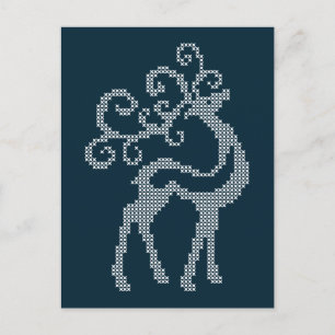 Cartão Postal Design de bordado azul de xmas