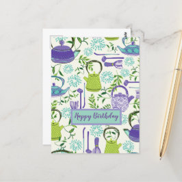 Cartão Postal Design de bule verde japonês