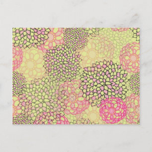 Cartão Postal Design de Burst de Flor Rosa e Amarelo