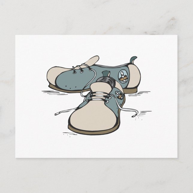 Cartão Postal design de calçados de boliche retrô (Frente)