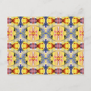 Cartão Postal Design de Caleidoscópio Vermelho Amarelo