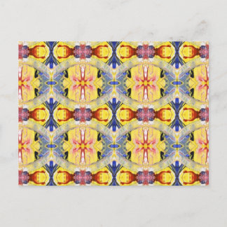 Cartão Postal Design de Caleidoscópio Vermelho Amarelo