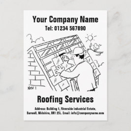 Cartão Postal Design de Cartoon de Serviços de Telhado para Pers