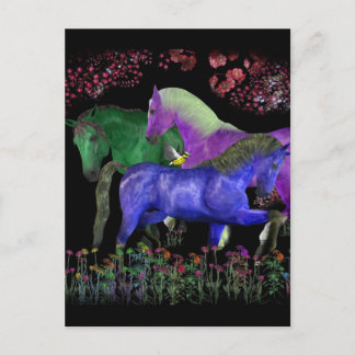 Cartão Postal Design de cavalo de cor fantástica, preto