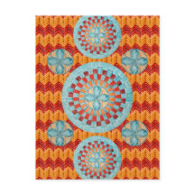 Design de Chevron Laranja Flor Teal