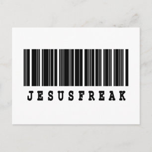 Cartão Postal design de código de barras do jesus freak