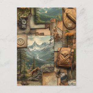 Cartão Postal Design de colagem de estilo de caminhada