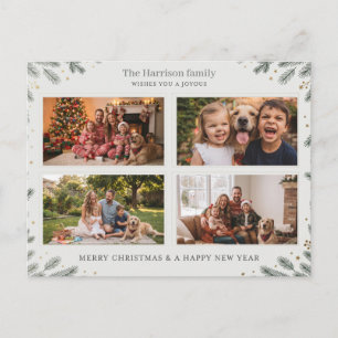 Cartão Postal Design de Colagem de Fotos de Natal com Galhos de 