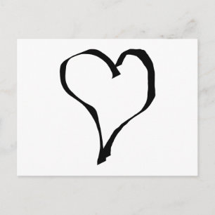 Cartão Postal Design de Coração de Amor Negro e Branco.