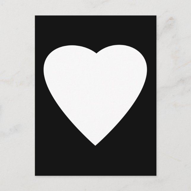 Cartão Postal Design de Coração de Amor Negro e Branco. (Frente)