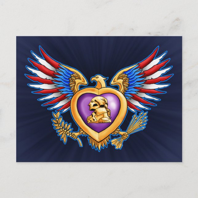 Cartão Postal Design de Coração Roxo (Frente)