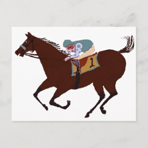 Cartão Postal Design de Corrida de Cavalo Divertido