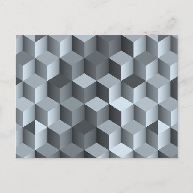 Cartão Postal Design de Cubo 3D Monocromático (Frente)
