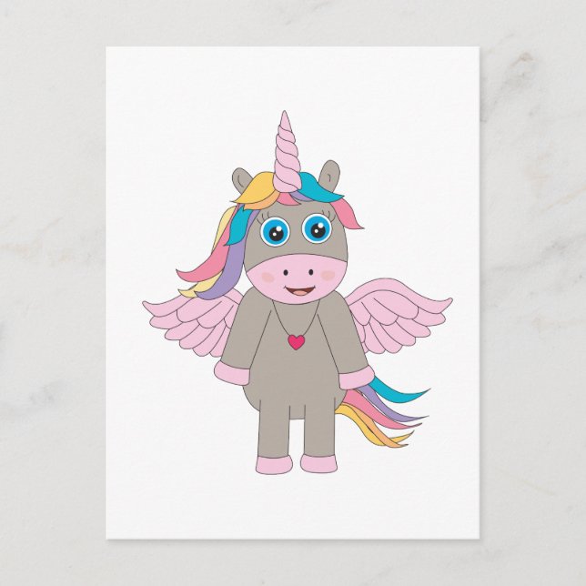 Cartão Postal Design de Cute Rainbow Unicorn (Frente)