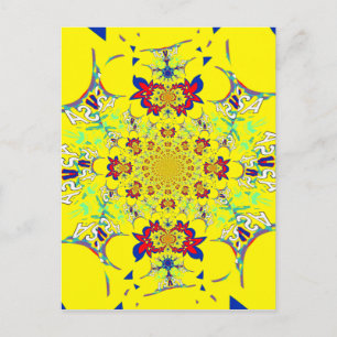 Cartão Postal Design de damasco floral colorido Brilhante