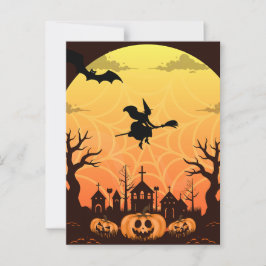 Cartão Postal Design de Dia das Bruxas Negro Spooky - Mínimo Mod