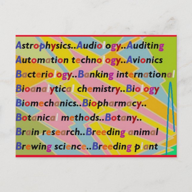 Cartão Postal Design de Educação em cores mistas (Frente)