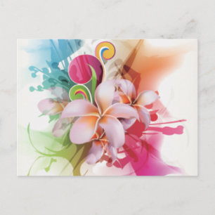 Cartão Postal Design de espiral floral em cores brilhantes