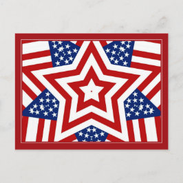 Cartão Postal Design de Estrela Vermelha e Azul para Adicionar T