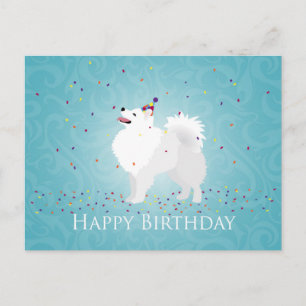 Cartão Postal Design de Feliz Aniversário do Cachorro Esquimó Am